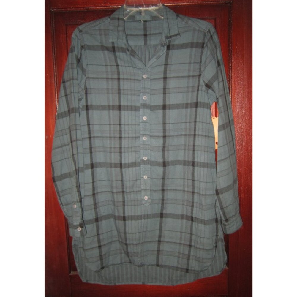 CP Shades News S Cecelia Tunic Top Shirt Blouse Plaid Cotton Pockets Green $200